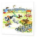 Country Comicals "Chasing Tails" Greetings Card by Linda Birkinshaw