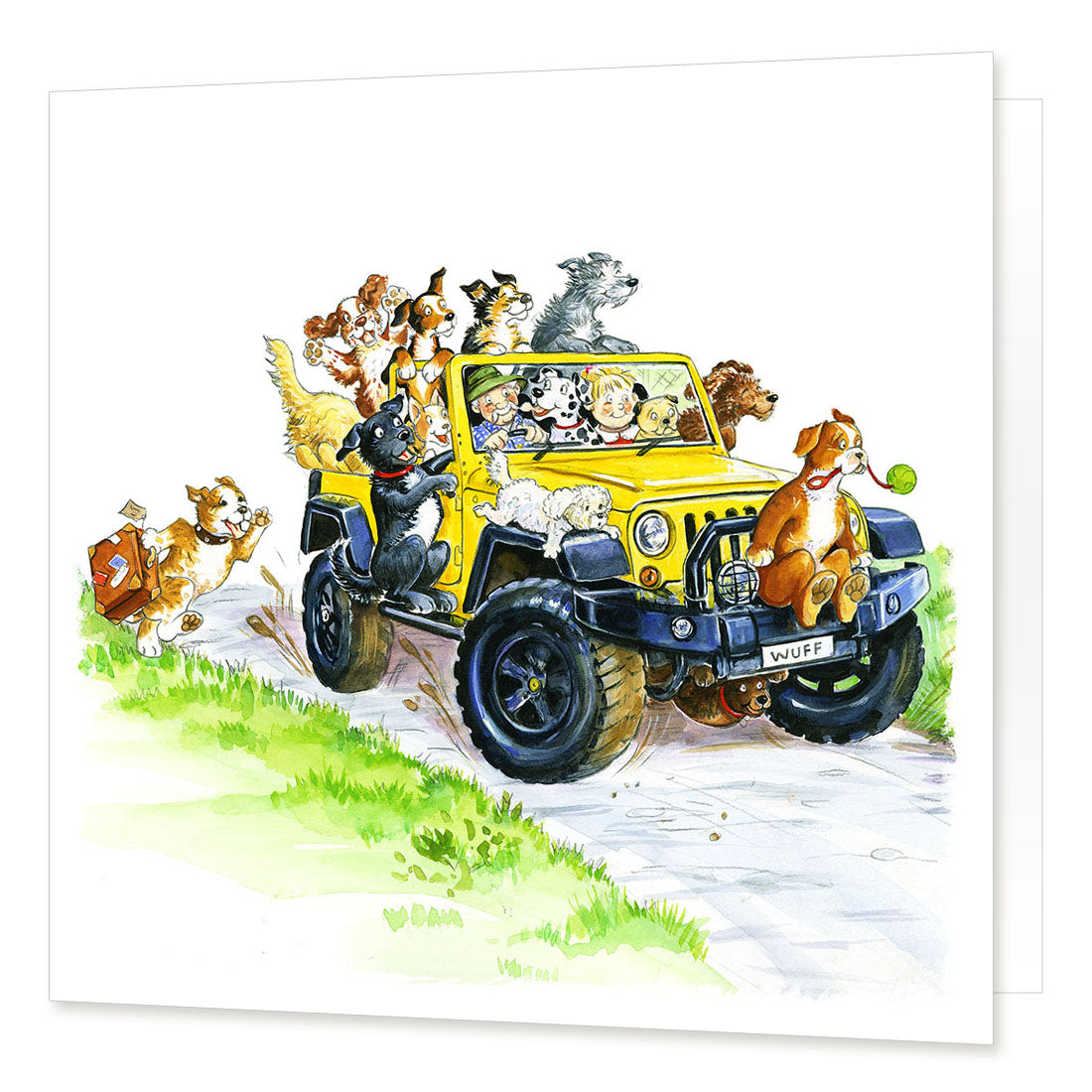 Country Comicals "Four By Paw" Greetings Card by Linda Birkinshaw