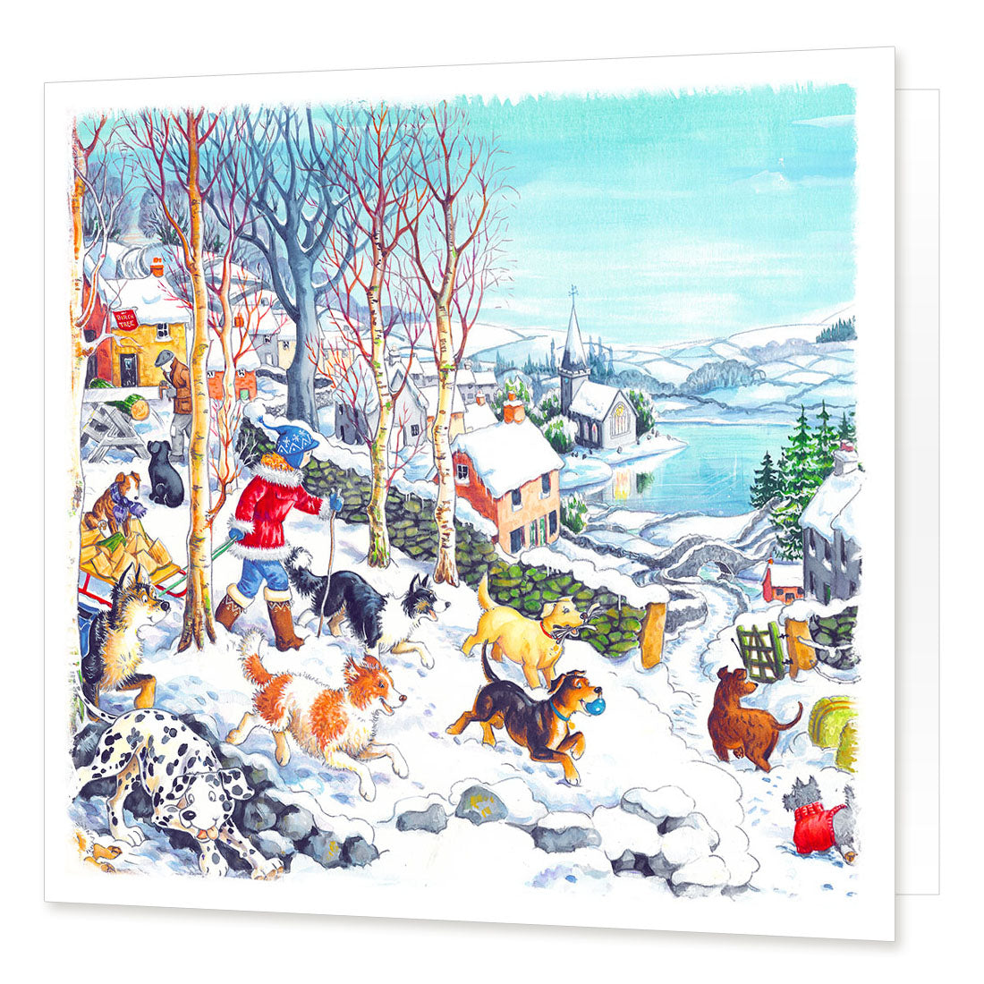 Country Comicals "Winter Walkies" Greetings Card by Linda Birkinshaw