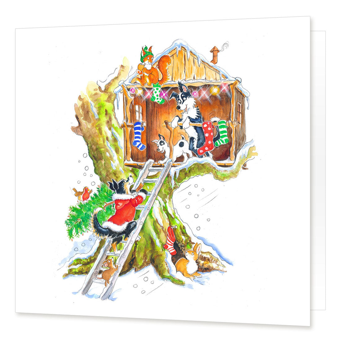 Country Comicals "Deck The Halls" Christmas Card by Linda Birkinshaw