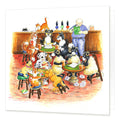 Country Comicals "Pub Quiz Pugs" Greetings Card by Linda Birkinshaw