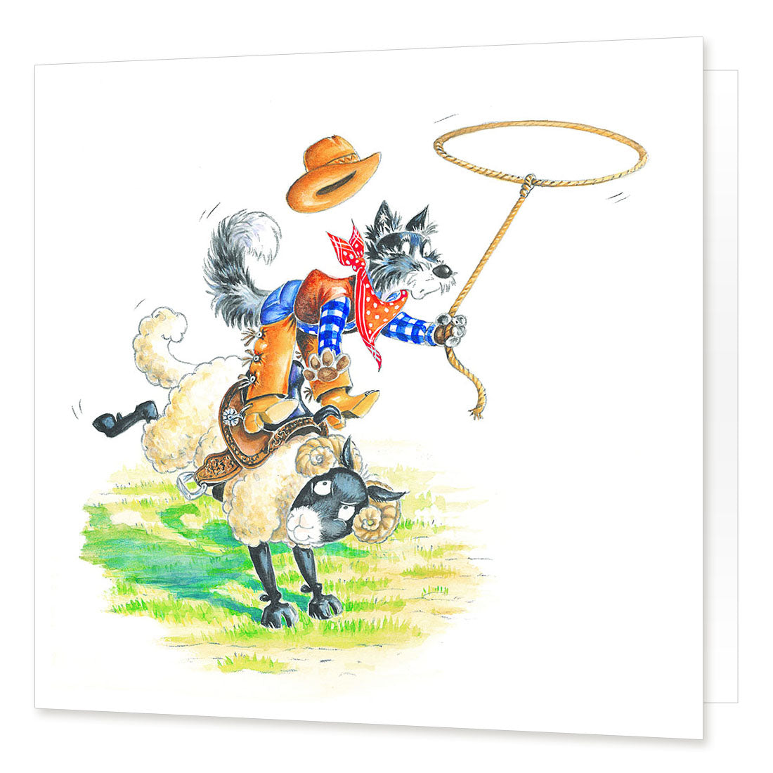 Country Comicals "Woolly Roundup" Greetings Card by Linda Birkinshaw