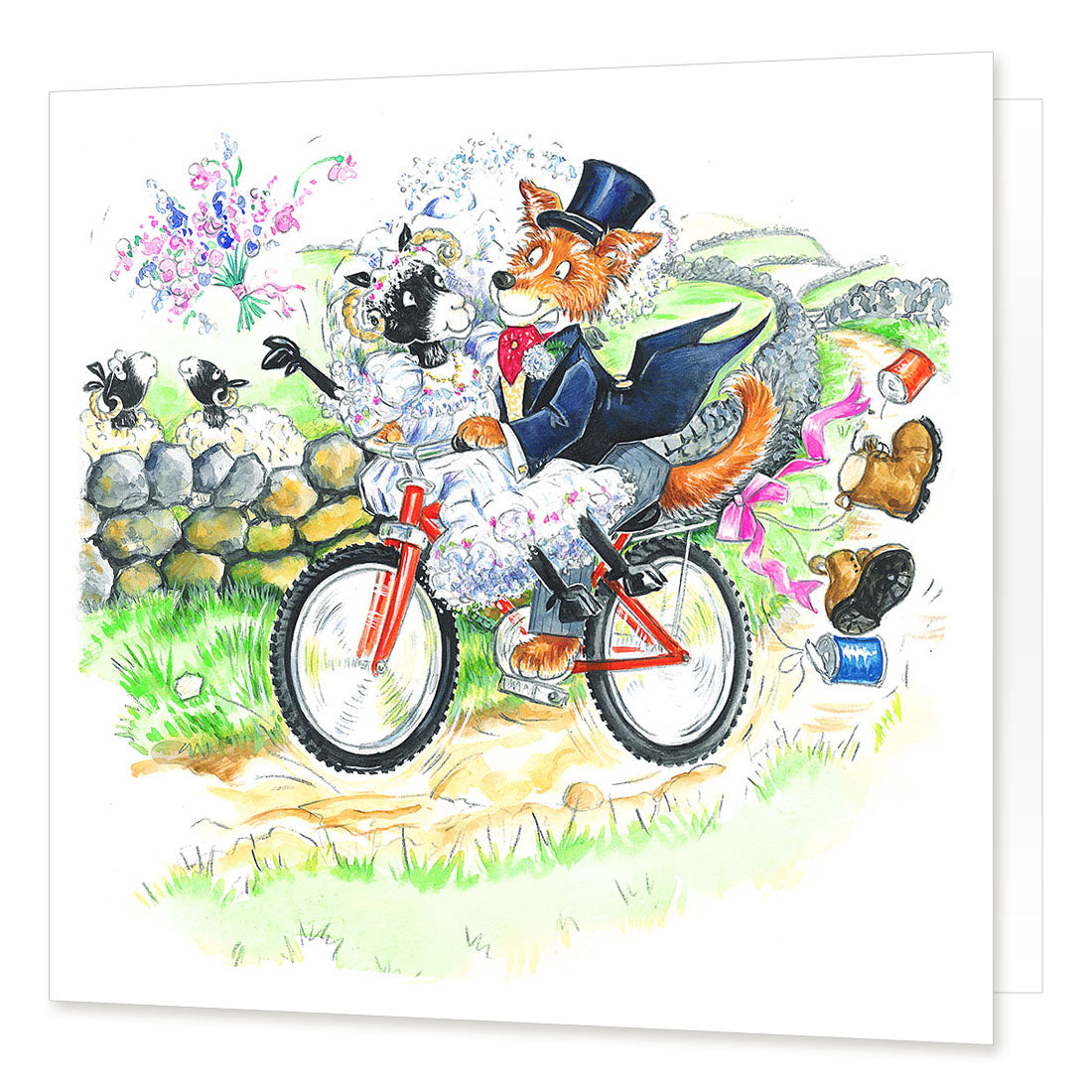 Country Comicals "Bicycle Made For Ewe" Greetings Card by Linda Birkinshaw