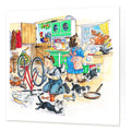 Country Comicals "Kitchen Chaos" Greetings Card by Linda Birkinshaw
