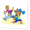 Country Comicals "Waggy Workout" Greetings Card by Linda Birkinshaw