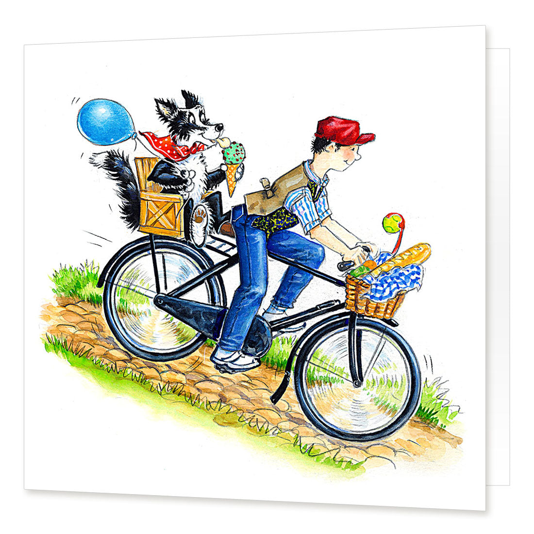 Country Comicals "Dogs Best Friend" Greetings Card by Linda Birkinshaw