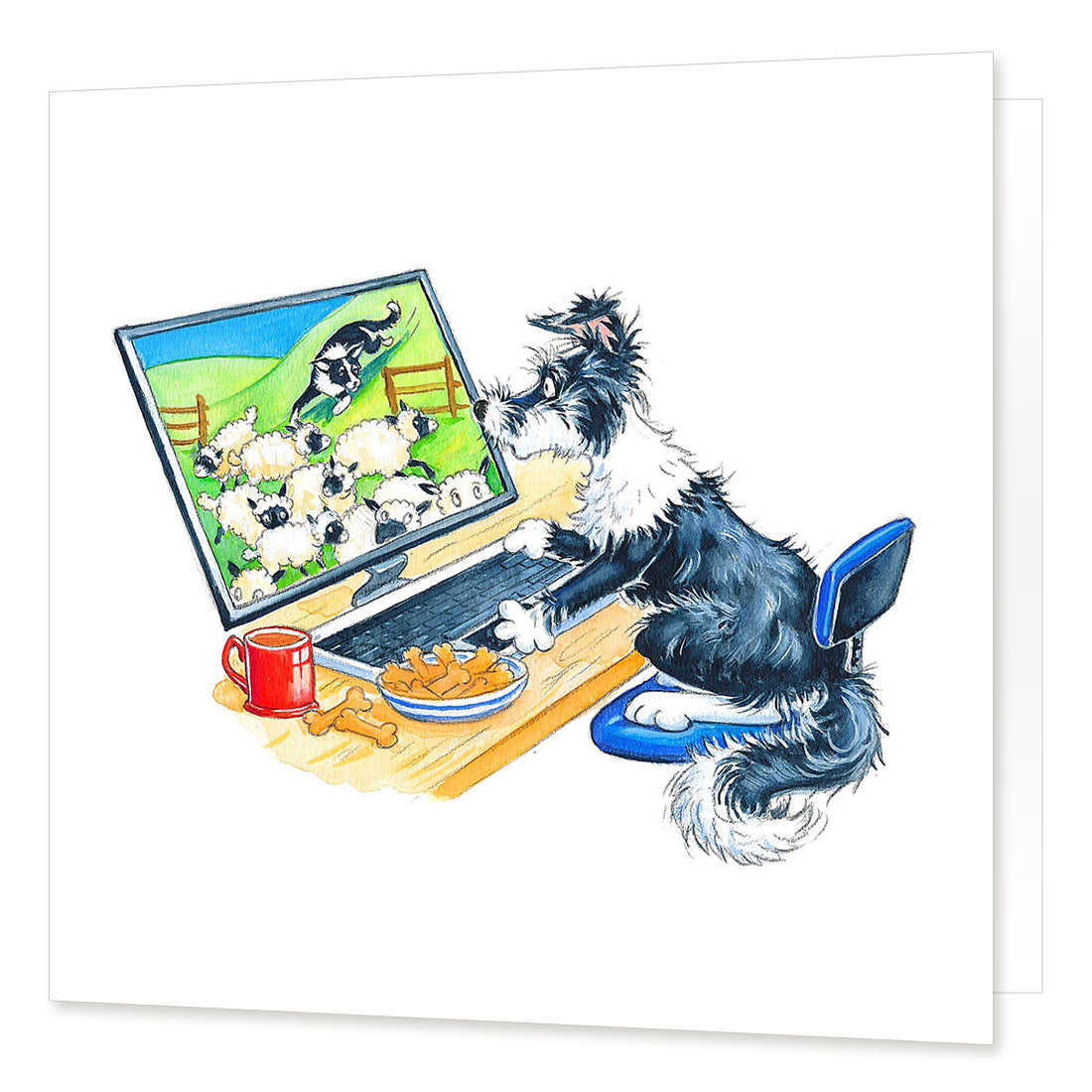 Country Comicals "Working From Home" Greetings Card by Linda Birkinshaw
