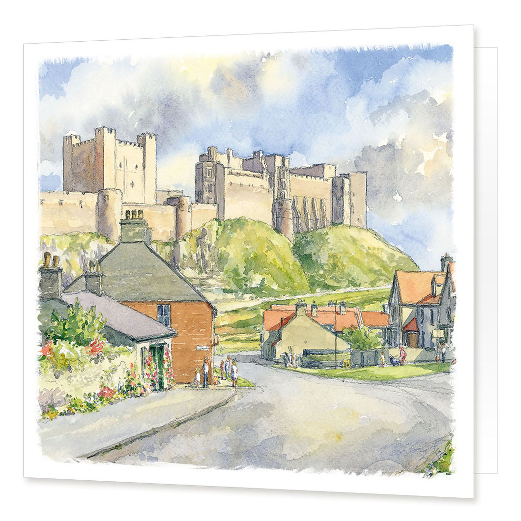 Bamburgh Village greetings card | Great Stuff from Cardtoons