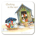 Country Comicals "Clucking In The Rain" Coaster by Linda Birkinshaw