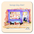 Country Comicals "Sausage Dog Chain" Coaster by Linda Birkinshaw