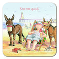 Country Comicals "Kiss Me Quick" Coaster by Linda Birkinshaw