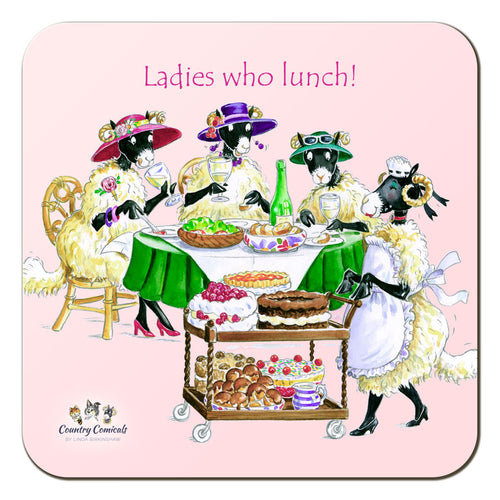 Country Comicals "Ladies Who Lunch" Coaster by Linda Birkinshaw