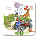 Country Comicals "Goat Havoc" Coaster by Linda Birkinshaw