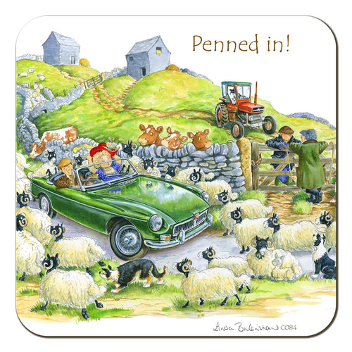Country Comicals "Penned In" Coaster by Linda Birkinshaw