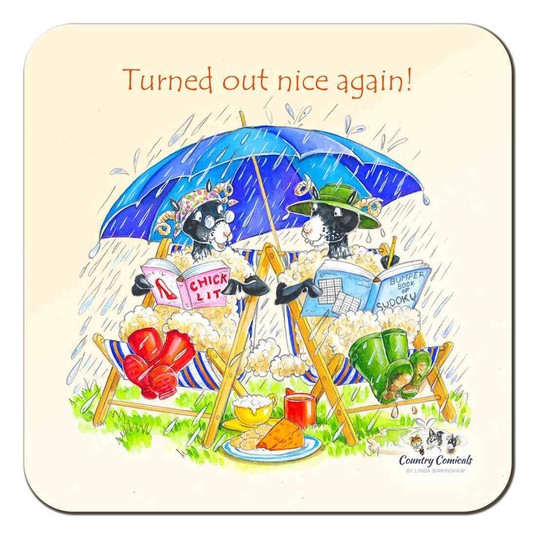Country Comicals "Turned out nice again" Coaster by Linda Birkinshaw