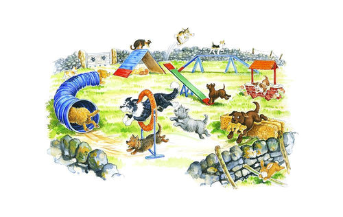 "Chasing Tails" Tea Towel | Cardtoons Publications