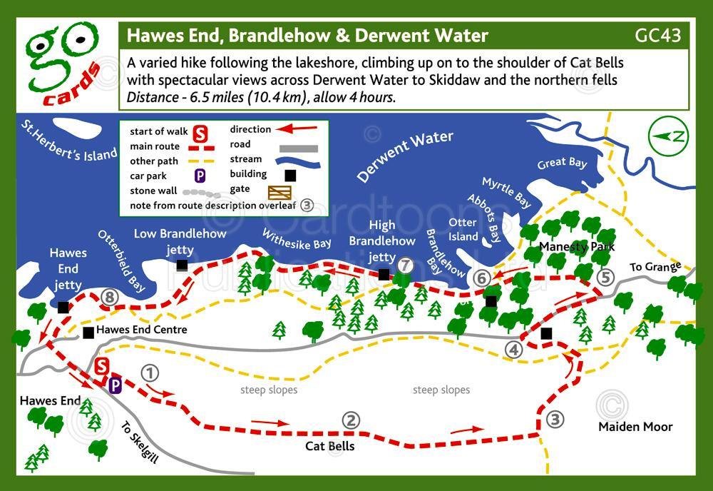 Hawes End, Brandlehow & Derwent Water Walk | Cardtoons Publications