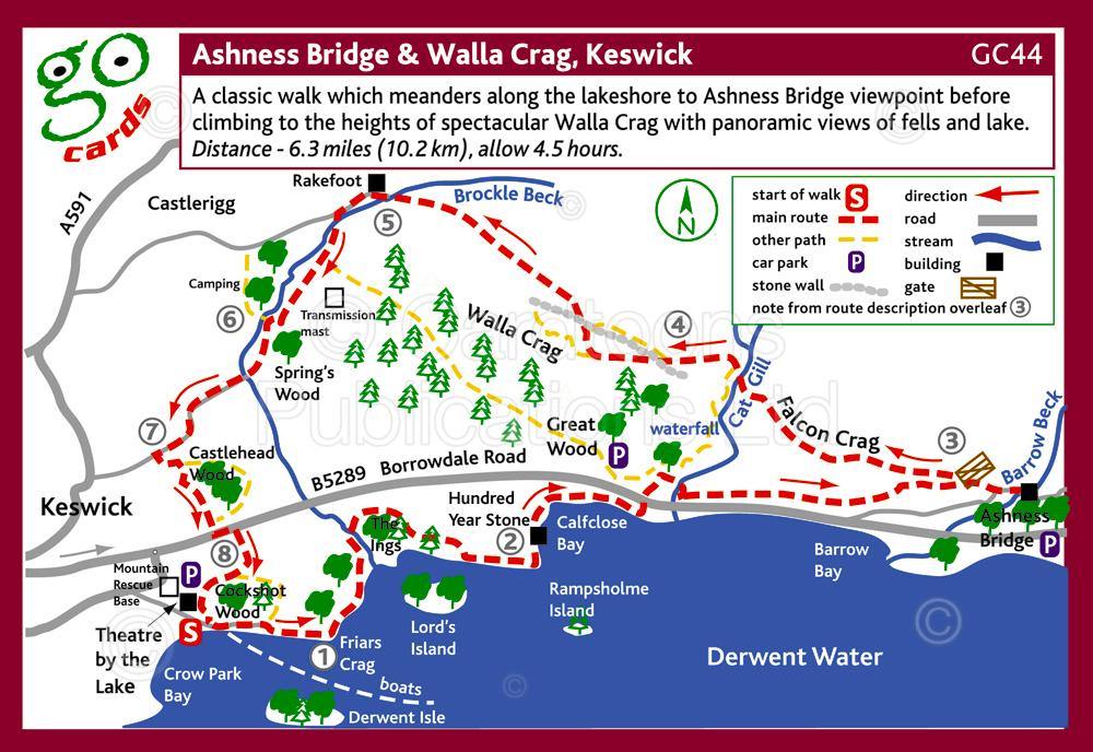 Ashness Bridge & Walla Crag, Keswick Walk | Cardtoons Publications