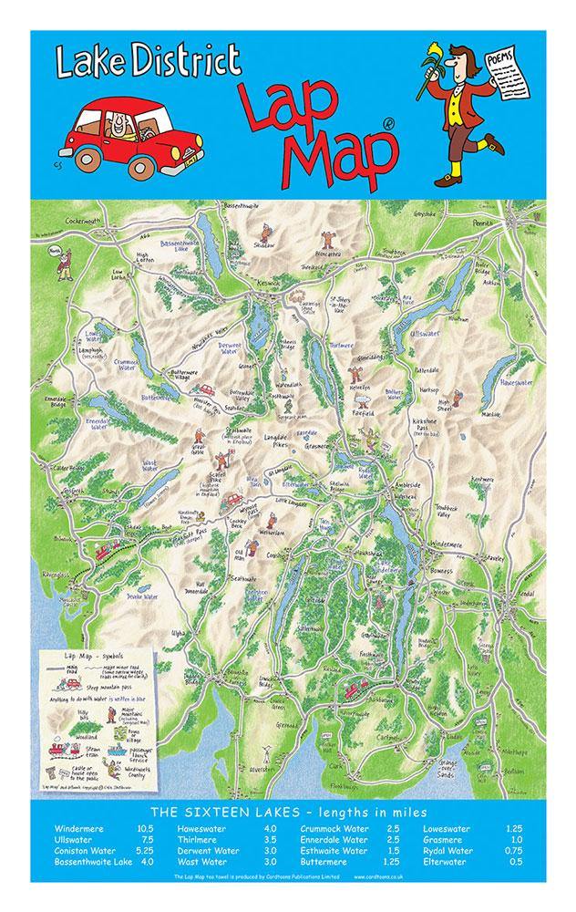 Lake District Lap Map Tea Towel | Cardtoons Publications