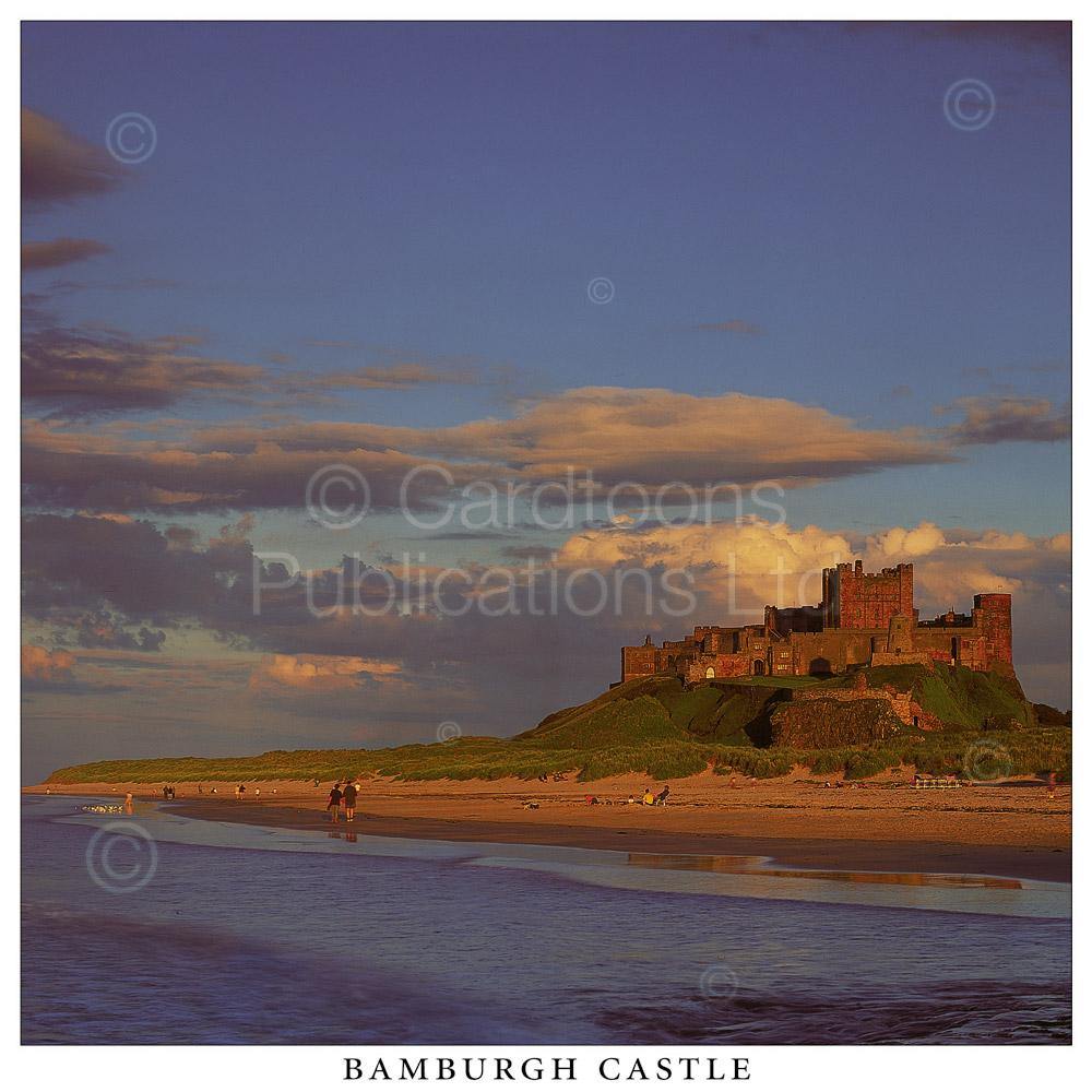 Bamburgh Castle Square Postcard by Cardtoons