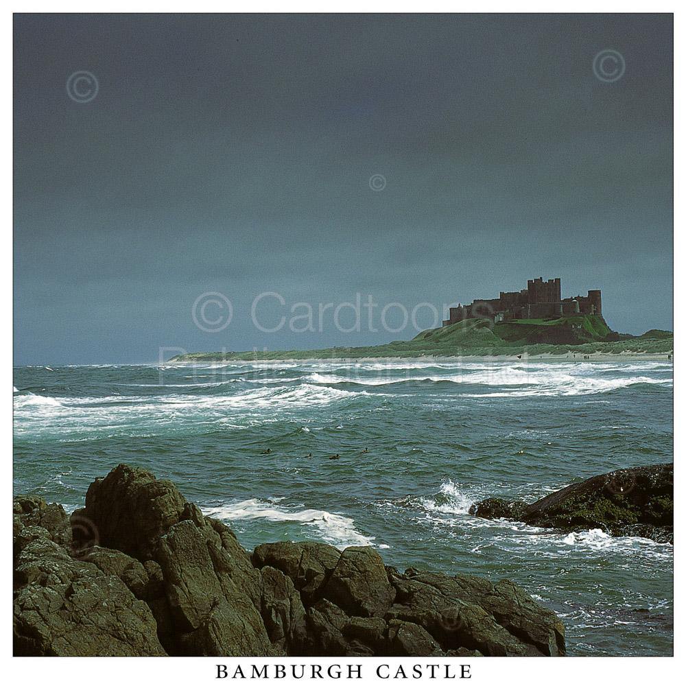 Bamburgh Castle Square Postcard by Cardtoons