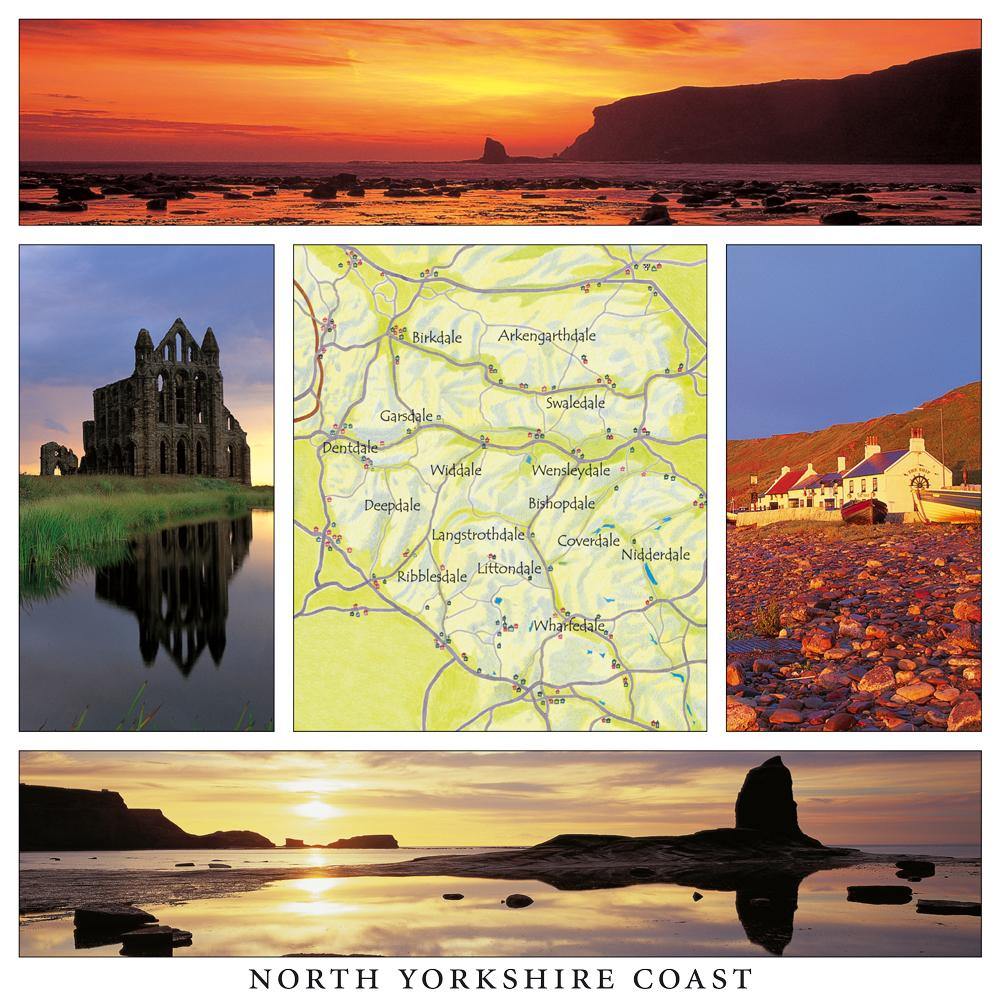 North Yorkshire Coast Square Postcard by Cardtoons