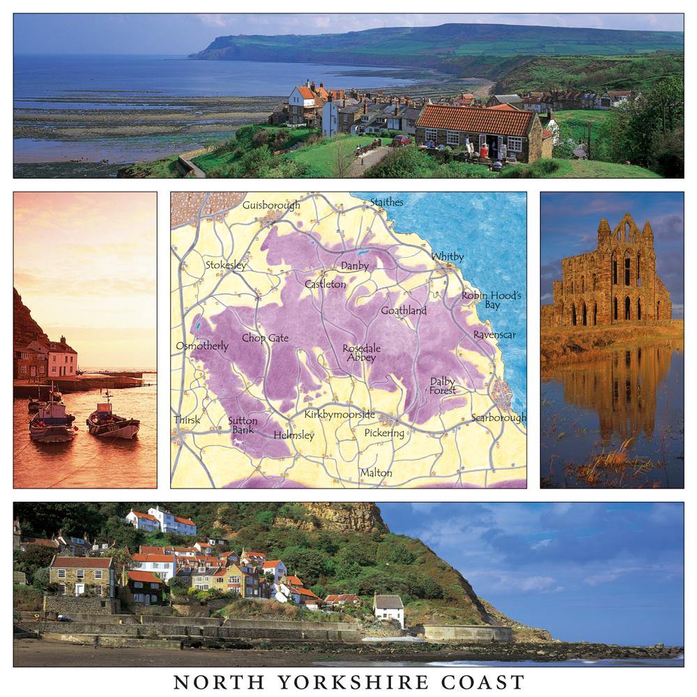 North Yorkshire Coast Square Postcard by Cardtoons