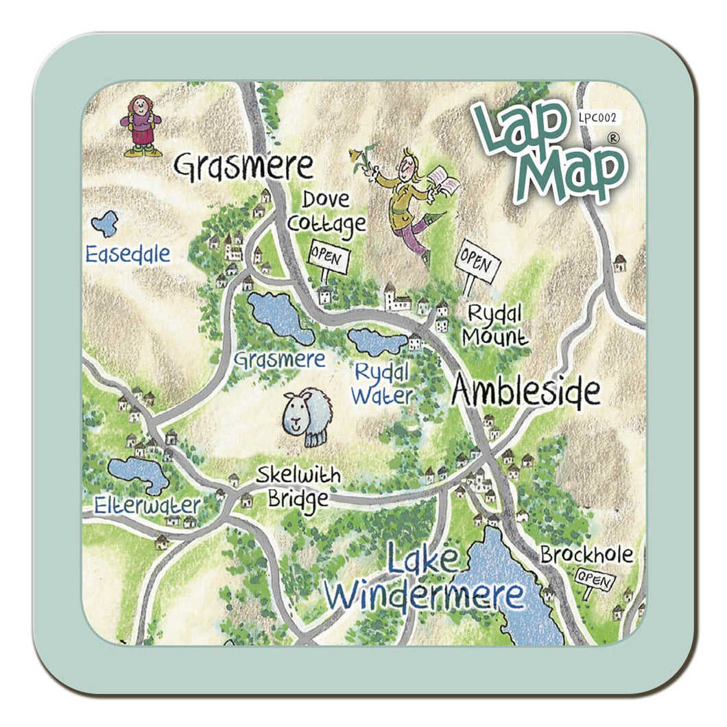 Grasmere & Ambleside Lap Map Coaster by Cardtoons Publications