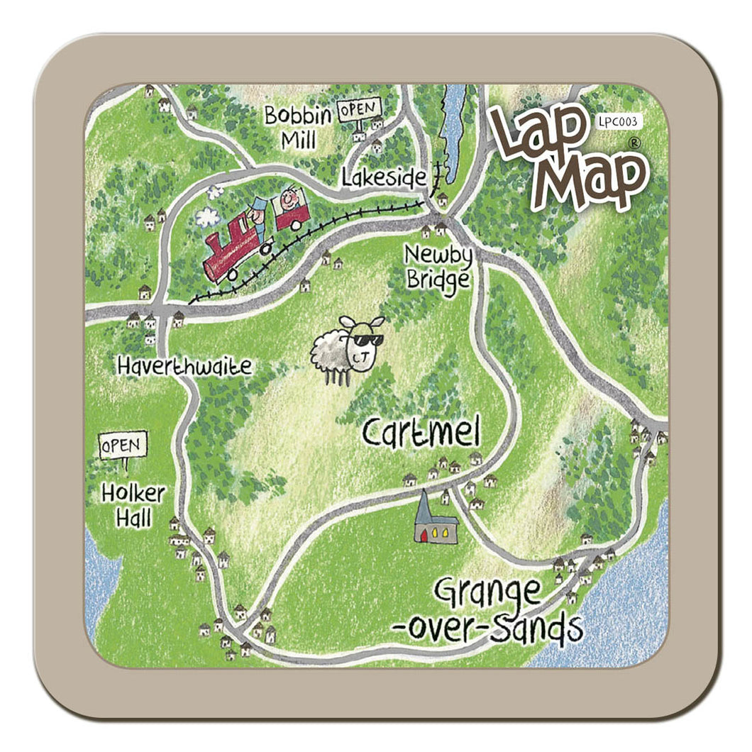 Haverthwaite & Grange Lap Map Coaster by Cardtoons Publications