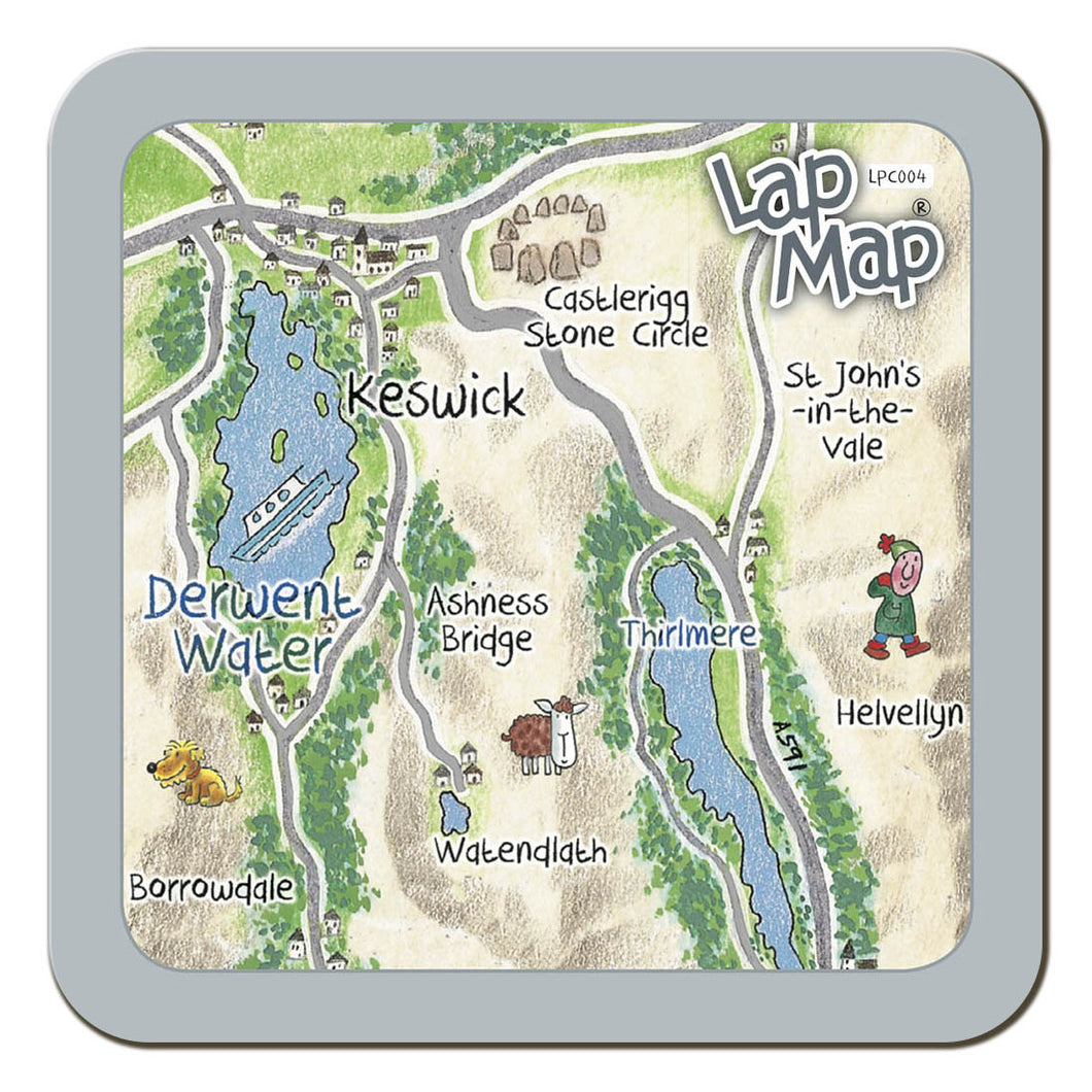 Keswick lap map coaster by Cardtoons Publications