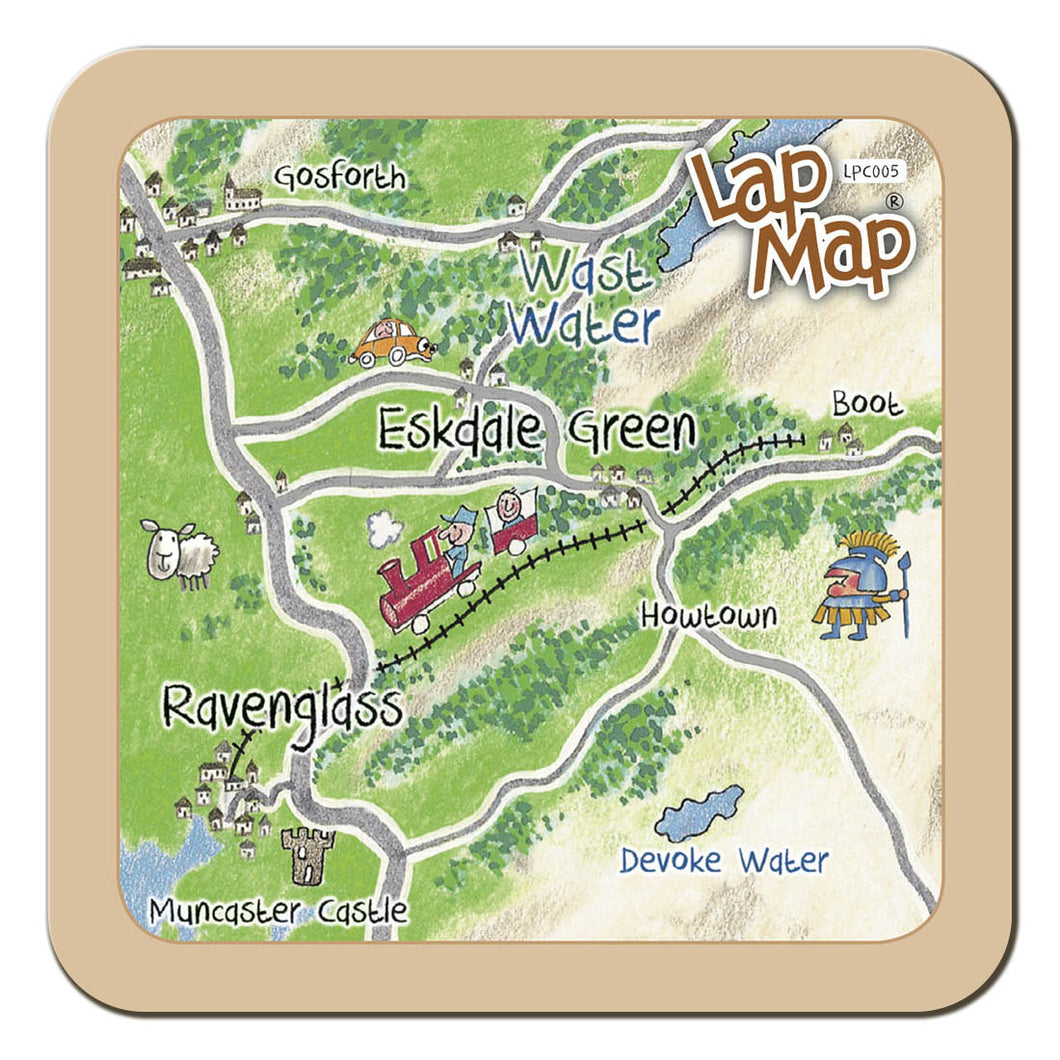 Ravenglass & Eskdale lap map coaster by Cardtoons Publications