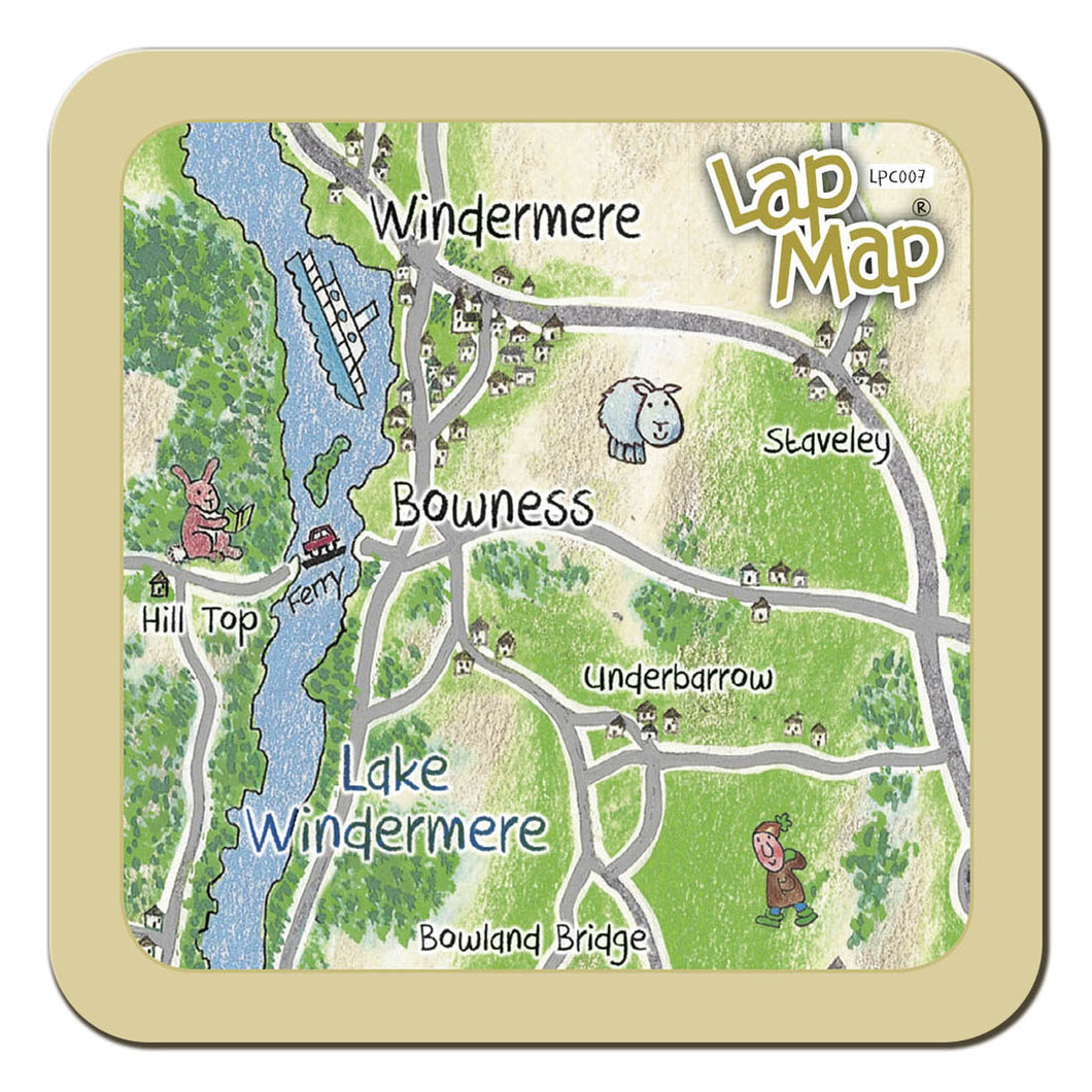 Windermere lap map coaster by Cardtoons Publications