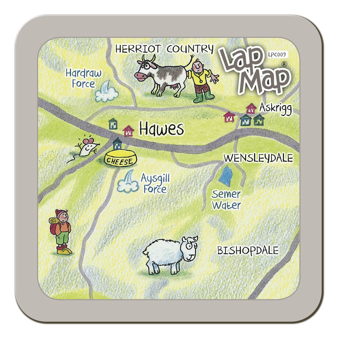 Hawes Lap Map Coaster by Cardtoons Publications
