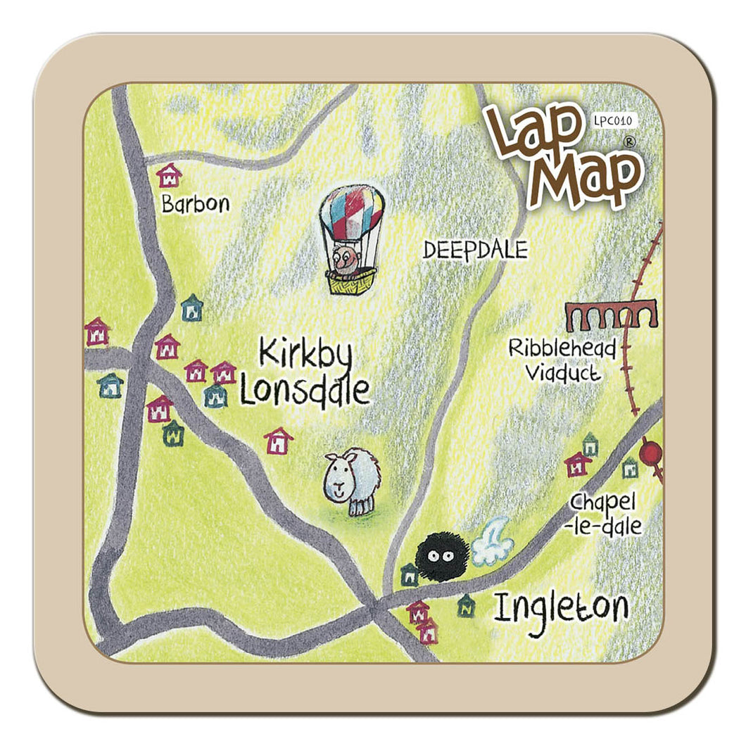 Kirkby Lonsdale lap map coaster by Cardtoons Publications