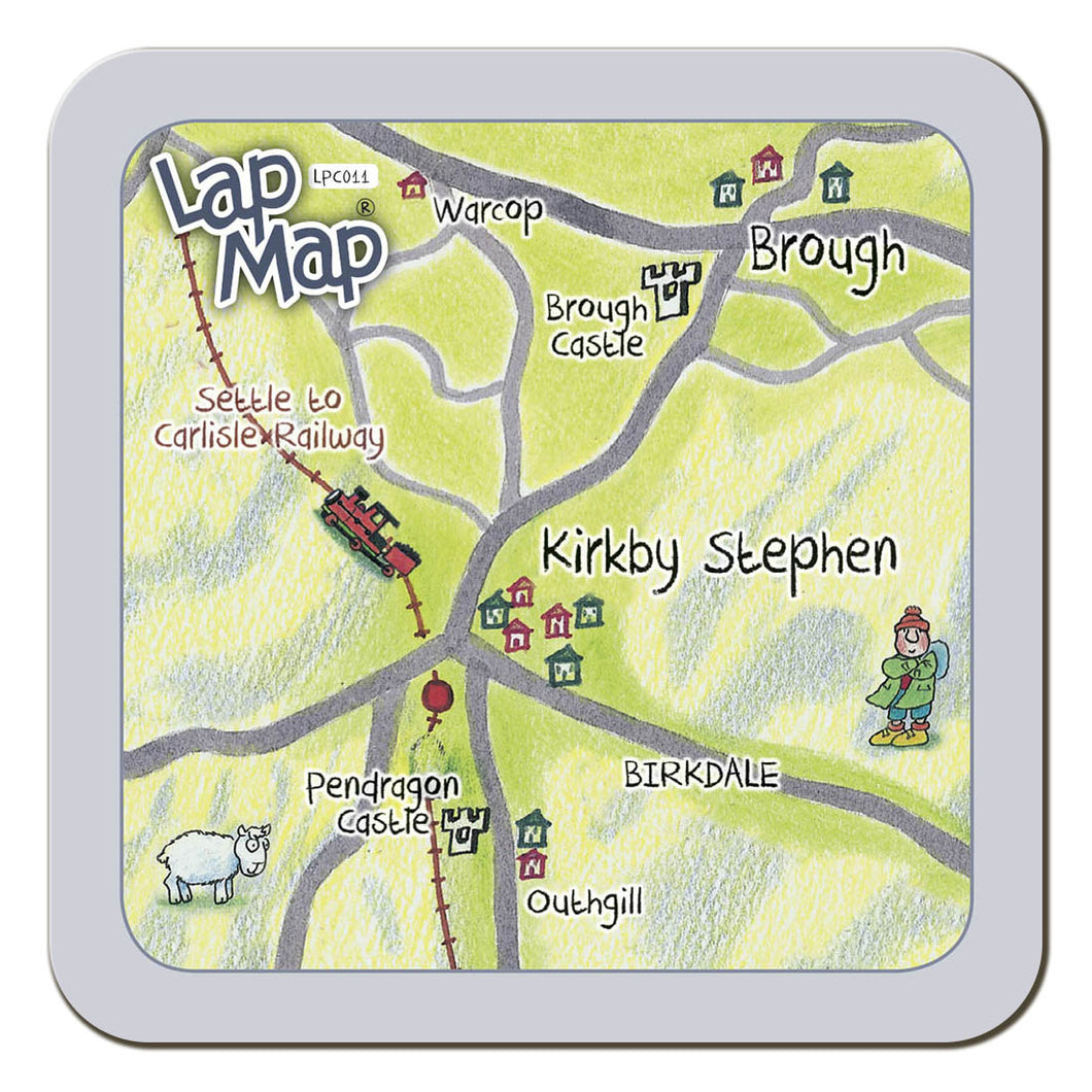 Kirkby Stephen lap map coaster by Cardtoons Publications