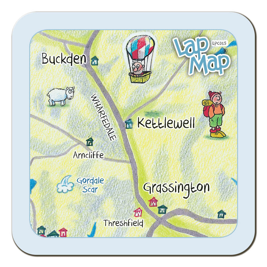 Grassington & Kettlewell Lap Map Coaster by Cardtoons Publications