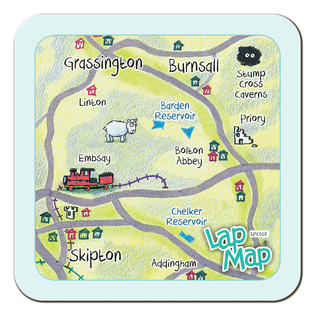 Skipton lap map coaster by Cardtoons Publications