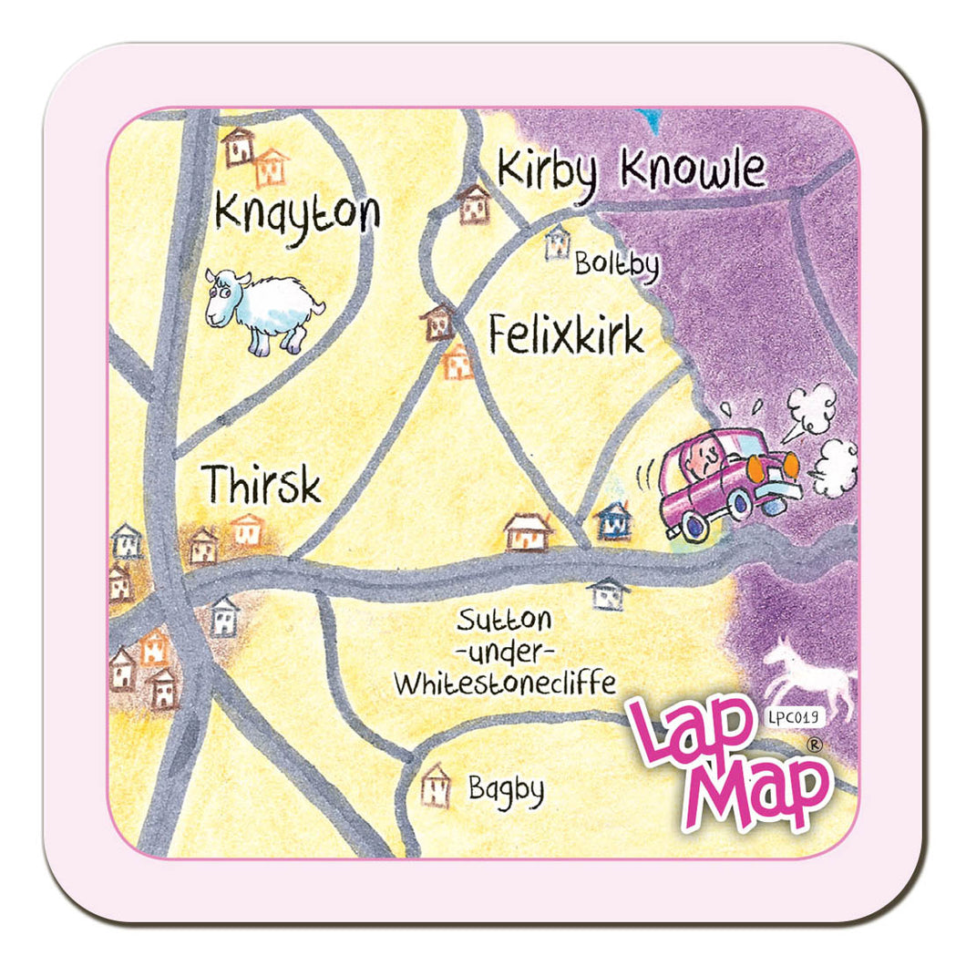 Thirsk lap map coaster by Cardtoons Publications