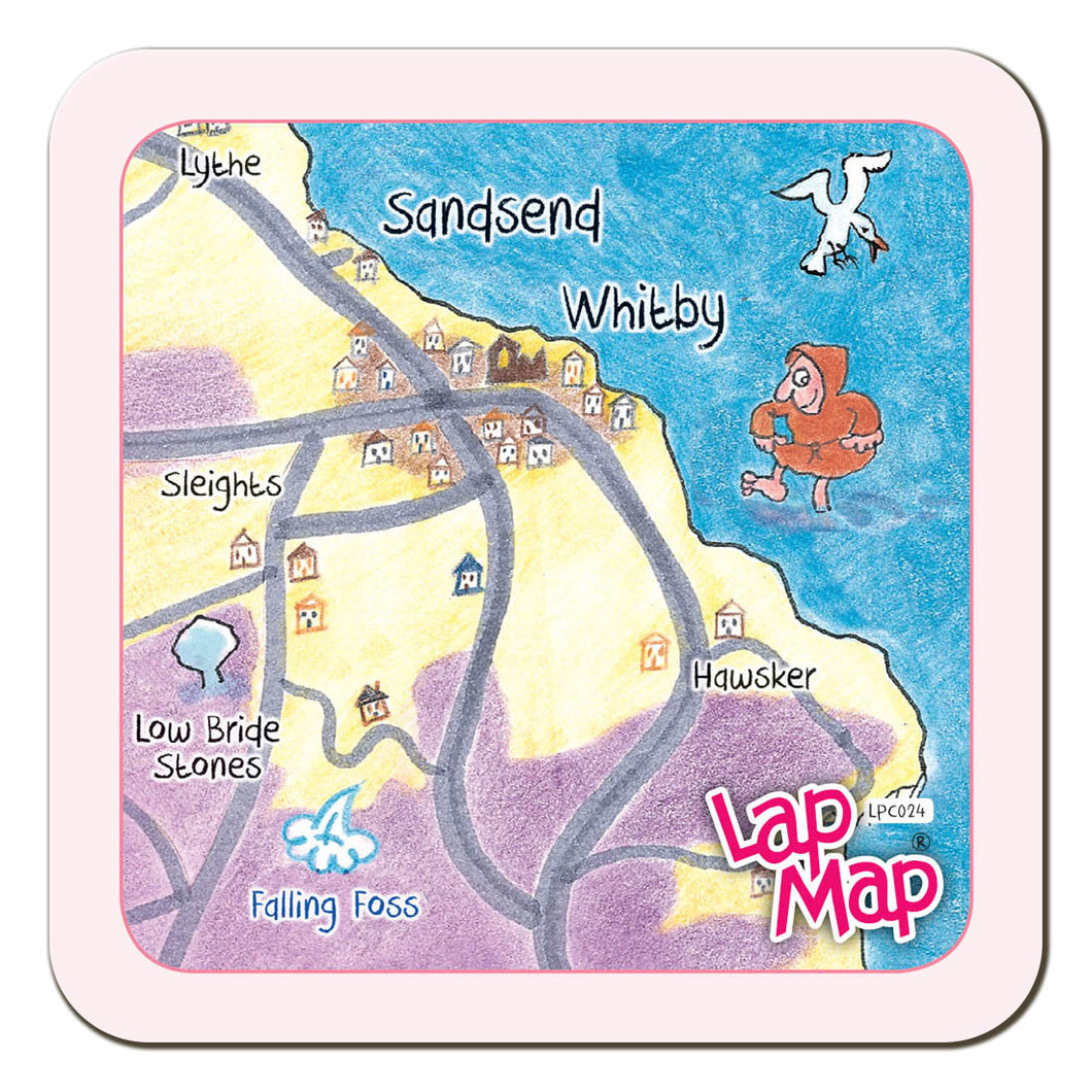 Sandsend & Whitby lap map coaster by Cardtoons Publications