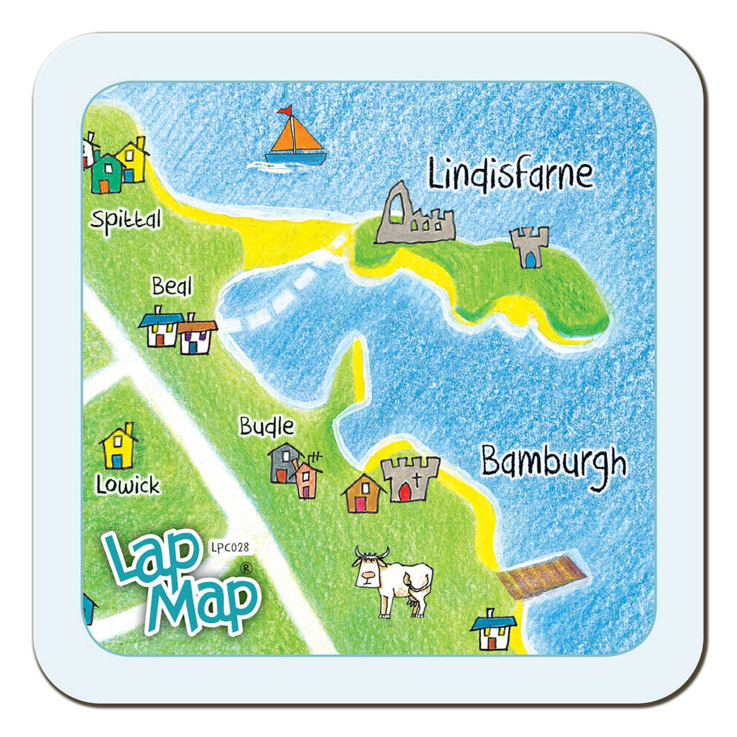 Lindisfarne lap map coaster by Cardtoons Publications