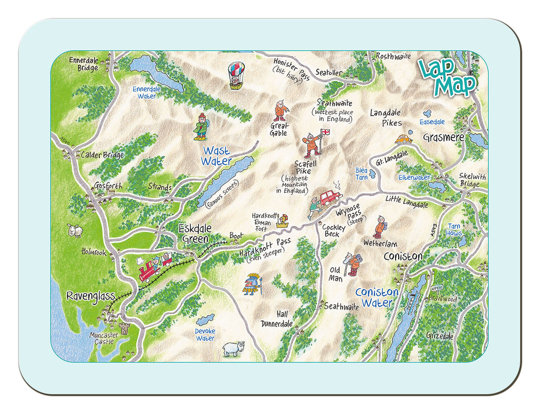 Western Lakes Lap Map tablemat from the Landmark Photographic range of gifts