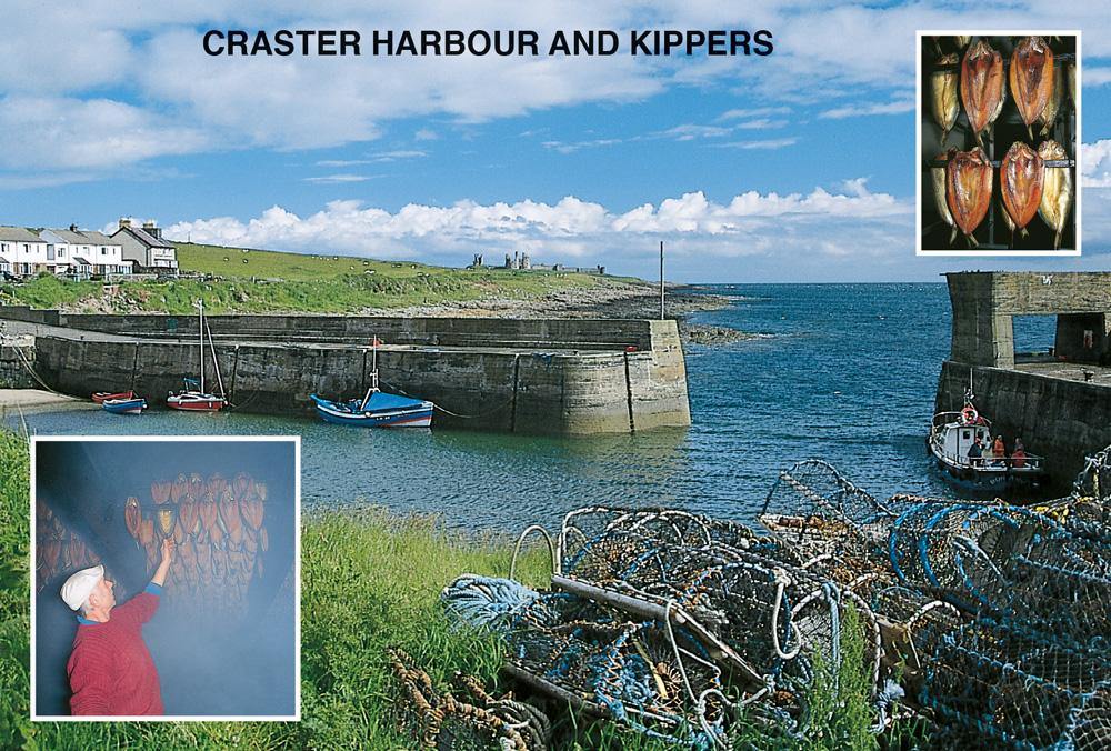 Craster Harbour and kippers postcard | Cardtoons Publications