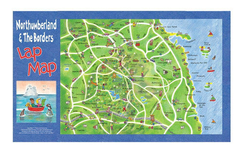 Northumbria Lap Map Tea Towel | Cardtoons Publications