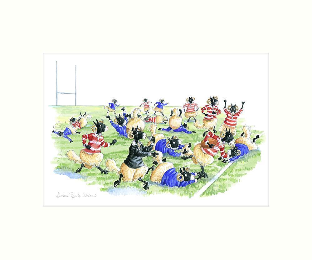 "Rugby Rams" Art Print | Cardtoons Publications