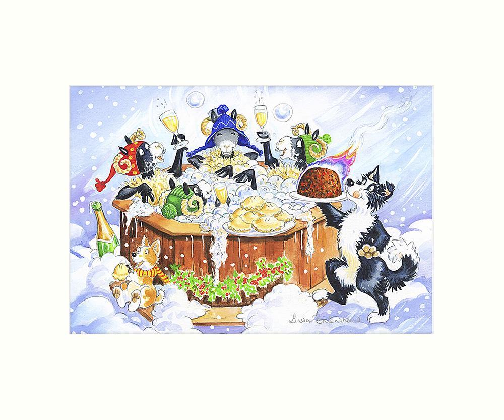 Woolly hot tub art print - Cardtoons Publications