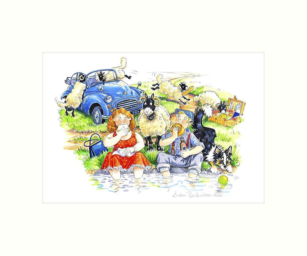Woolly picknicking art print - Cardtoons Publications