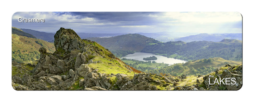 Grasmere from Helm Crag panoramic fridge magnet - Cardtoons Publications